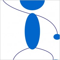 Waving Blue Stick Man clip art