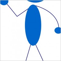 Waving Blue Stick Man clip art