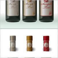 wine bottles and bottle caps attached vector