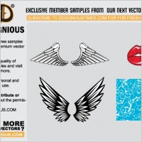 Wings, lips and pattern vector samples