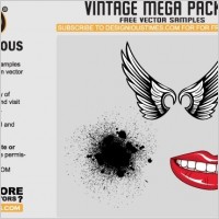 Wings, lips and pattern vector samples