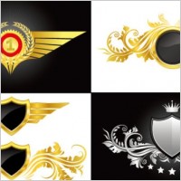 wings shield wheat pattern vector