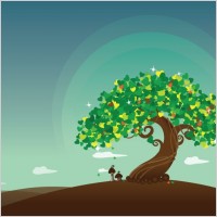 Wish Tree Vector Illustration