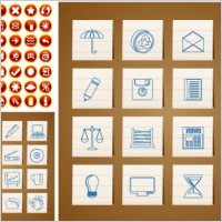 with handpainted circular icon vector