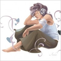 Woman Listening To Music Vector Art