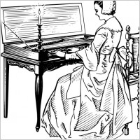 Woman Playing A Clavichord clip art