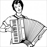 Woman Playing Accordeon clip art