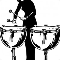 Woman Playing Kettledrums clip art