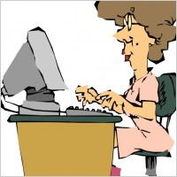 Woman Using A Computer clip art