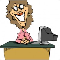Woman Using A Computer clip art