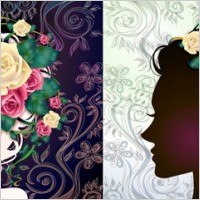 woman with flowers vector 1