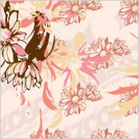 Women with flowers vector material