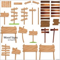 Wood Signs Vector Set