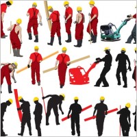 workers with the silhouette image 04 vector