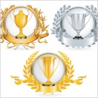 yellow gold trophy vector