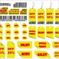 yellow sales tag vector