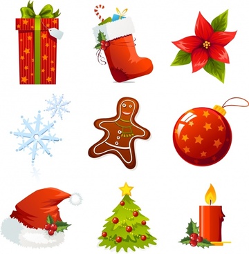 A Variety of Christmas Decorations Vector Material Free vector in