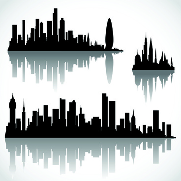 Black with white city building design vector Free vector in