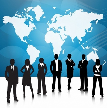 Business People Team With World Map