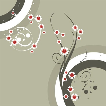 floral art lines with red flower template background