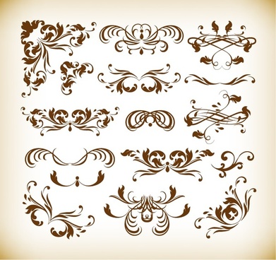 Swirl Floral Decorative Elements Vector Graphic Set Free Vector In 