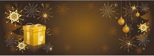vector beautiful 3d gift box on snow flake christmas brown glossy background