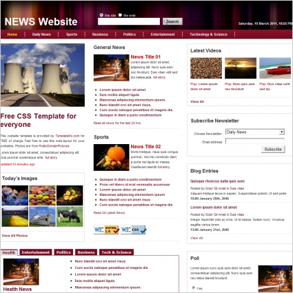 news Free website templates in css html js format for free download
