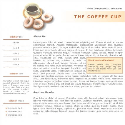 Coffee Cup Web Editor Templates