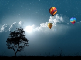 Balloon Night Wallpaper Photo Manipulated Nature