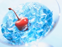 Blue Cocktail with Cherries Wallpaper Miscellaneous Other