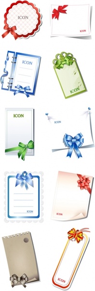 10 blank cards with bow vector