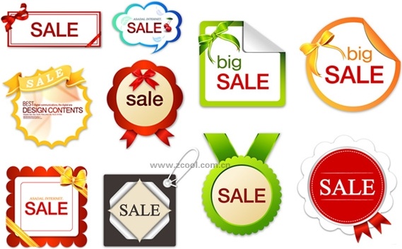 10 lovely sales discount tag vector