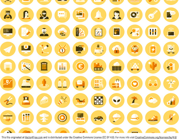 120 flat icon vectors that changes colors