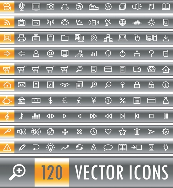 digital ui icons collection flat simple sketch