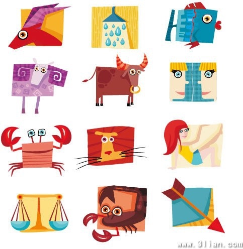 zodiac icons colorful cute shapes