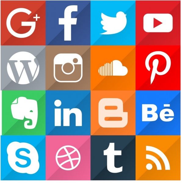 16 popular social media icon set