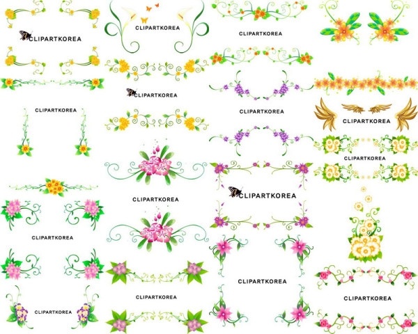 16 vector flowers and lace pattern