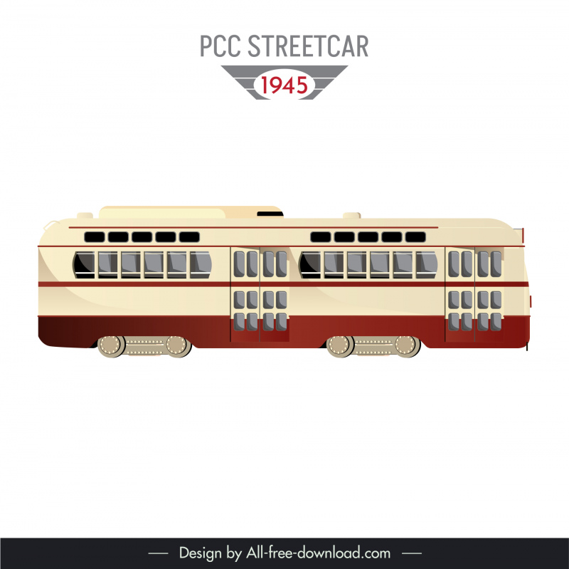 1945 pcc streetcar advertising template flat classical tram sketch