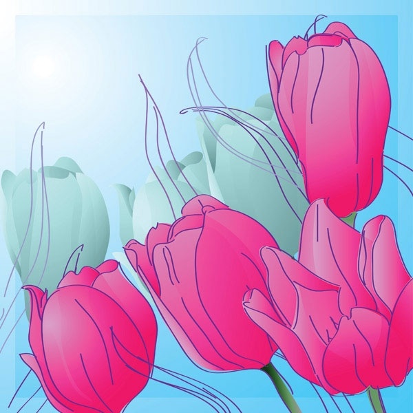 1 handpainted tulips vector