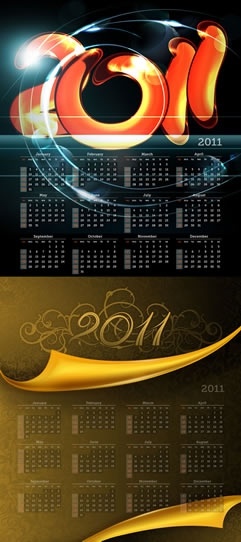 2011 calendar template sparkling light motion elegant classic 