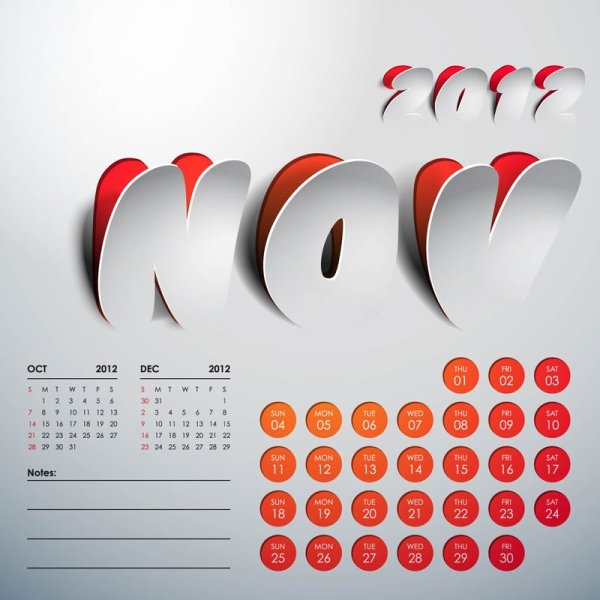 2012 art calendar 11 vector