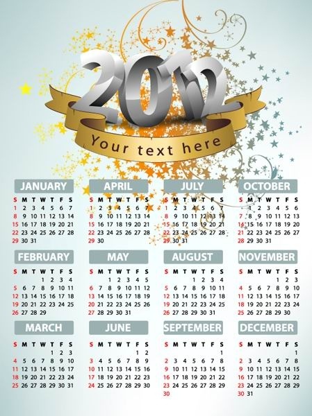 2012 calendar design template vector 2 