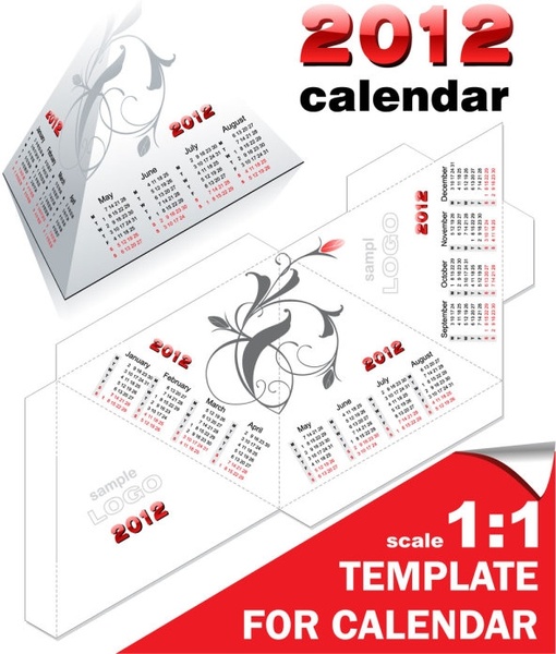 2012 calendar desk calendar model 05 vector
