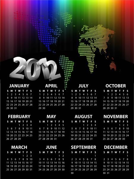 2012 calendar template vector