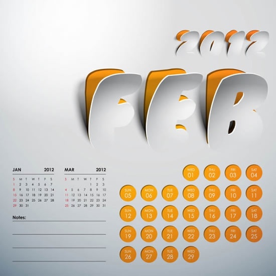 2012 creative arts calendar tear marks vector