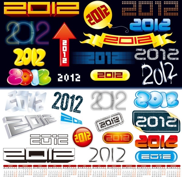 2012 font design vector