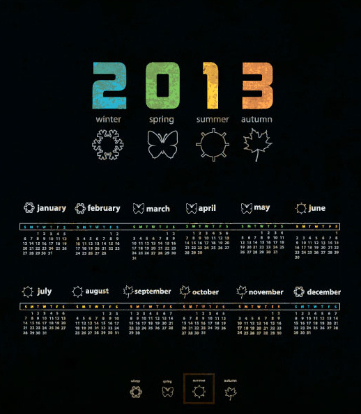 2013 Creative Calendar Collection Design Vector Vectors Graphic Art
