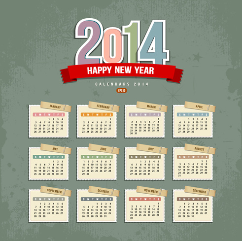 2014 calendar vector graphics