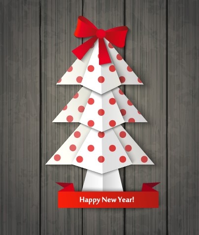 2014 christmas and new year origami greeting card vector
