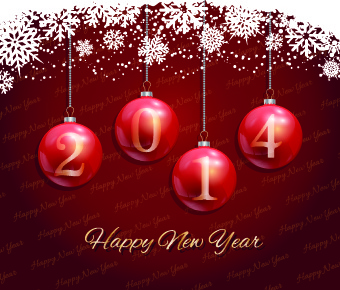2014 christmas balls new year background vector